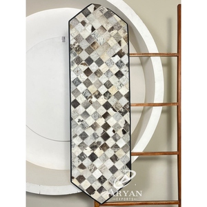 Hot Selling Cowhide Patchwork <b>Table</b> <b>Runner</b> Checkered Design with Genuine Leather Farmhouse Decor for <b>Dining</b> & Console <b>Tables</b> - Product Image 1