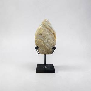 En gros, Agate Crazy Lace Naturelle Marron en forme de feuille, Cristal de flamme poli sur une face, 15 cm, Spécimen de feu, Support en fer sur mesure - Product Image 1