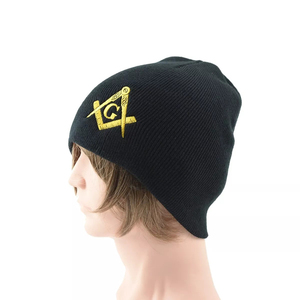New Black Masonic Beanie <b>Cap</b> With Starburst Freemason <b>Winter</b> <b>Cap</b> 2026 High Quality Wholesale Customized Knitted Beanies - Product Image 3