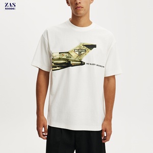 เสื้อยืดคอกลมแขนสั้นทรงปกติสำหรับผู้ชายไซส์ใหญ่ ผ้าฝ้าย 100% ปรับแต่งได้ สวมใส่สบาย พิมพ์ลายโลโก้ด้านหน้า - Product Image 1