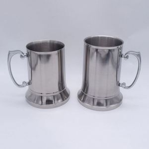 Vente en gros de mugs à bière en acier inoxydable à double paroi avec poignée, logo personnalisé, 450/580 ml - Product Image 3