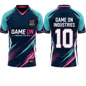 Maillot de football en gros d'usine OEM, vêtement de sport col en V 100 % polyester léger, respirant, anti-transpiration, séchage rapide - Product Image 1