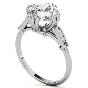 Anillo de compromiso y boda de lujo con moissanita tallada, chapado en oro de 14K y plata de ley 925, con engaste de puntas, ideal como regalo de aniversario o promesa nupcial. - Product Image 4