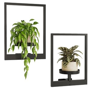 Support mural minimaliste en métal pour plantes avec cadre carré pour plantes vertes d'intérieur - Product Image 1