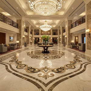 Médaillon de sol en marbre de luxe fait main, antidérapant, pour entrée, hall d'entrée, extérieur ou salle de bain - Product Image 1