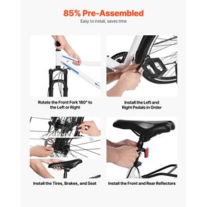 Bicicleta Híbrida Ligera con Cuadro de Aluminio, Ruedas 700c, para Hombres y Mujeres, Urbana, para Adultos - Product Image 6