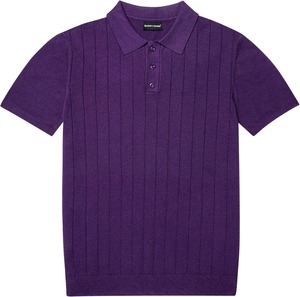 Polo de punto morado personalizado de manga corta con cuello acanalado, suéter ligero informal para hombre, ropa al por mayor OEM ODM - Product Image 6