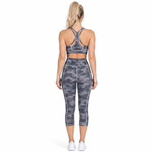 Women Camouflage Print Calf-Length Yoga <b>Leggings</b> Contrast Stitch Sportswear <b>Capri</b> Pants Women Spandex Polyester 3/4 Yoga Tights - Product Image 4