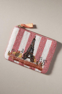 Needlework Elegant Handmade Beaded Embroidery Coin Purse Stylish Vintage Inspired <b>Mini</b> Wallet Bag Zipper Closure Cotton <b>Canvas</b> - Product Image 4