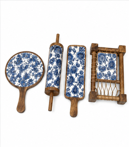 Handcrafted for Wood Enamel Print Modern Luxury Serving Platter Set <b>Decorative</b> Tray Board Rolling Pin Christmas <b>Kitchen</b> Gift - Product Image 1