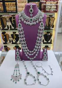 Elegant High Quality <b>SILVER</b> Plated Bridal Engagement Wedding Anniversary Party Gift Ethnic Fashion Rhodium Plated Jewelry Set - Product Image 1