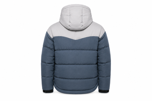Blouson matelassé de luxe à capuche pour l'hiver, avec empiècement contrastant aux épaules, patch en PVC, poignets ajustables et ourlet incurvé rembourré - Product Image 3