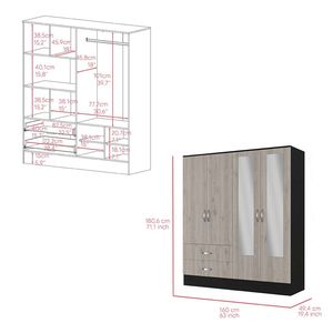 Armoire camera da letto nero e grigio chiaro Ron guardaroba elegante per la decorazione della casa - Product Image 3
