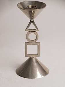 Élégant porte-bougie en métal argenté, support géométrique pour bougies coniques, pour mariage, table à manger, chambre à coucher, décoration de la maison - Product Image 4