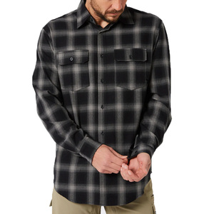 Chemise-veste décontractée en flanelle brossée à carreaux, teinte en fil épais, pour homme, personnalisable, vente en gros 2026 - Product Image 2