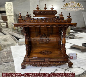 Compre una Puerta Tradicional Profesional de Madera de Teca con Tallado Intrincado de Estilo Indio, Diseño de Pavo Real, para Mandir Pooja, Muebles para el Hogar, EE. UU. y Reino Unido - Product Image 2