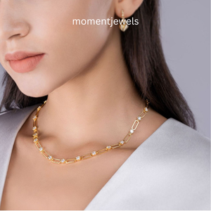 สร้อยคอโซ่แบบคลิปหนีบกระดาษประดับโมอิสซาไนต์ทรงกรงเล็บทอง 18K พร้อมสร้อยคอเงินแท้ 925 ดีไซน์หรูหรา รับรองโดยผู้ตรวจสอบอิสระ สำหรับผู้หญิงในงานแต่งงาน - Product Image 2