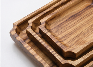 Handmade Durable Polished Eco-Friendly Acacia Wood <b>Serving</b> Tray <b>Set</b> Natural Rectangular Food <b>Serving</b> Platters - Product Image 2