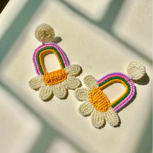 Pendientes festivos para mujer, bordados a mano, de color personalizado tradicional, de blossom craft india - Product Image 3
