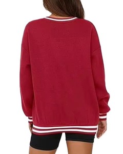 Sweat à capuche marron foncé uni à col en V pour femme, manches longues, en coton, coupe ample, broderie frontale, streetwear, personnalisable OEM, décontracté - Product Image 2