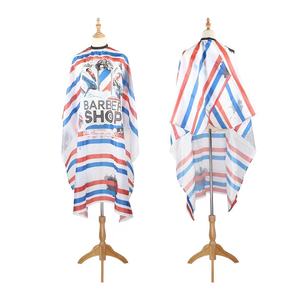 Capa de peluquería con estampado de barbería, poliéster duradero, diseño a rayas para uso en salón, 140x160cm, capa de salón no tejida, capa de barbero - Product Image 4