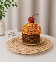 Adorable boîte à cupcakes Gergean en rotin tressé durable pour le Ramadan et l'Aïd, organiseur de vêtements mignon