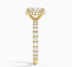 Bague de fiançailles ovale solitaire avec bande pavée de diamants pour femme, diamants de laboratoire - Product Image 5