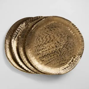 Handmade <b>Gold</b> Plated Modern Round Multi-Functional Decorative <b>Tray</b> for Home & Wedding Use Minimalist Metal Handicraft - Product Image 2