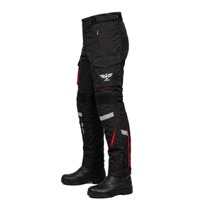 Unisex <b>Black</b> Motorcycle Racing Pants with Red Accents Breathable Design Polyester/Nylon Fabric Air <b>Vent</b> for All Seasons Wear - Product Image 5