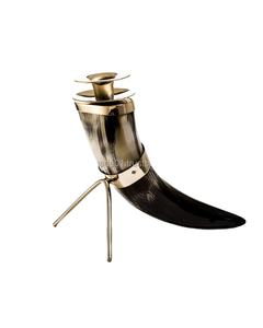 Corne de buffle naturelle à boire Viking antique sculptée avec support Corne à boire antique sculptée polie pour fête de Noël - Product Image 6