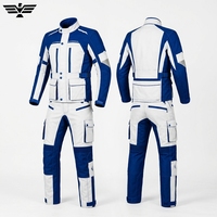 Combinaison de moto unisexe bleue et blanche imprimée, grande taille, veste et pantalon à manches longues, blocs de couleur, coupe-vent toutes saisons