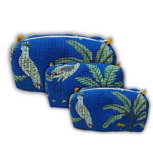 BLOCKPRINT ART - Juego de Bolsas de Aseo de Algodón 100% Estilo Tradicional, 3 Piezas Plegables, Multifuncionales, Resistentes al Polvo y Fáciles de Limpiar - Product Image 1