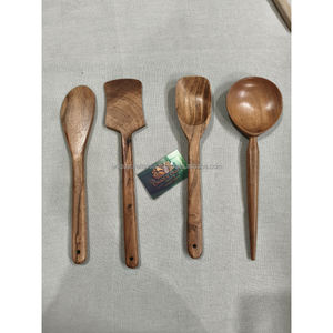 Juego de servidor de ensalada de madera de Neem hecho a mano LeafLoom | Cuchara y tenedor antibacterianos naturales para uso en restaurantes ecológicos, regalos y restaurantes - Product Image 4