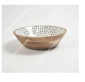 Frutero Moderno de Madera Artesanal con Diseño de Puntos, Tazón Redondo para Servir con Palillos de Madera, Decoración para el Hogar y Fiestas - Product Image 3