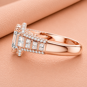 Bague de luxe en diamant taille Asscher pour femme, or massif 14 carats plaqué rhodium, halo, alliance de fiançailles et de mariage, certifiée IGI VVS1-VVS2 - Product Image 1
