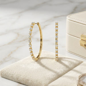 ต่างหูเพชรทรงกลมเจียระไนแบบเหลี่ยม 1.70 กะรัต ชุบทอง 14K สี E เพชรเลี้ยงในห้องปฏิบัติการ ดีไซน์หรูหรา - Product Image 2