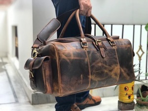 กระเป๋าหนังแท้แบบดัฟเฟิล กระเป๋าเดินทางสุดสัปดาห์ สไตล์วินเทจ ซิป น้ำหนักเบา พกพาสะดวก ความจุขนาดใหญ่ ใส่สัมภาระได้ - Product Image 4