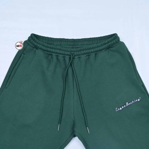Pantalon de survêtement vert pour homme MRI, taille élastique avec cordon de serrage, décontracté, mi-lourd, tricoté, pour l'automne, avec logo brodé sur la jambe droite - Product Image 3