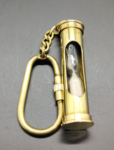 Personalized Brass Sand Timer <b>Keyring</b> Vintage Hourglass Keychain Custom <b>Engraved</b> Timepiece Gift Decorative Metal Key Holder - Product Image 3
