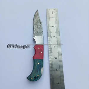 Cuchillo Plegable Personalizado de Acero de Damasco Hecho a Mano con Mango de Madera, Garantía de 3 Años, Cuchillo de Bolsillo Multifuncional Táctico para Camping - Product Image 3