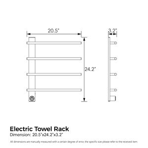 Moderno Portasciugamani in Acciaio 20,5 X 24,2 X 3,2 Pollici con Mensola Riscaldante e Funzione Pieghevole; Finitura Superficiale Spazzolata - Product Image 2