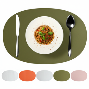 Nouveau Set de Table Tendance 2026 en Similicuir PU Lavable pour Événements Festifs et Maison – Napperons et Tapis Ovales de Luxe pour Table à Café et à Manger - Product Image 1