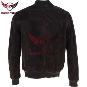 <b>Men</b> Black Bomber <b>Jacket</b> Premium <b>Suede</b> Casual Zip Up Stand Collar Fashion Outerwear - Product Image 4