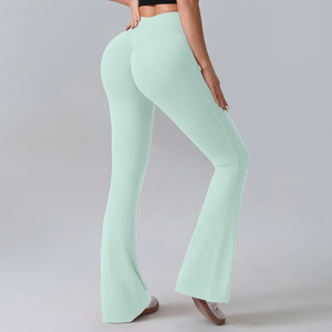 Pantalon de yoga taille haute uni à séchage rapide pour femme, extensible dans quatre directions, respirant, pour fitness et sport, micro-extensible, coupe large - Product Image 5