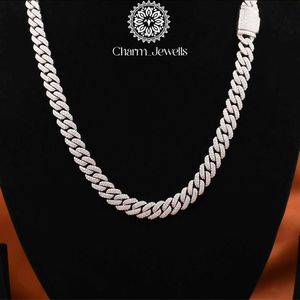 Charm_Jewells Men's Moissanite <b>Rope</b> <b>Chain</b> Necklace 925 Silver 14K Gold Plated Hip Hop Style Micro Insert Brilliant Cut IGI - Product Image 1