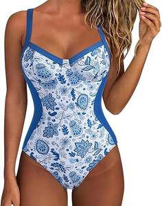 Traje de baño de una pieza con cuello en V para mujer, tanga, bikini de corte alto sin espalda, ropa de playa - Product Image 5