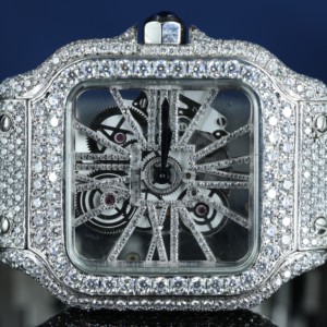 Montre mécanique vintage pour homme en acier inoxydable argenté, entièrement sertie de diamants Moissanite, cadran squelette glacé, édition limitée, style Hip Hop - Product Image 3