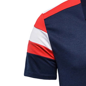 Polo de Manga Corta para Hombre 2026, Color Azul Marino con Bloques de Color, Rayas Rojas y Blancas, Diseño Tejido Transpirable e Informal - Product Image 2