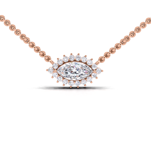 Collar con colgante de diamante corte marquesa de 1 quilate con halo en oro amarillo, blanco y rosa de 18 quilates - Product Image 5