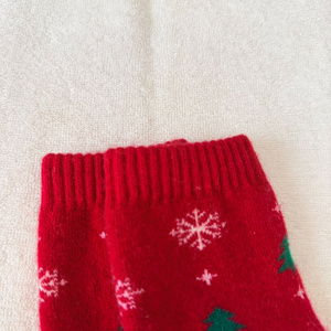 Wholesale <b>Women</b> Red Christmas <b>Crew</b> Wool <b>Socks</b> With Snowflake And Tree Print Thermo Knitted Christmas Wear - Product Image 3